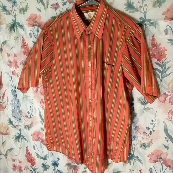Vintage Arrow Men's Shirt with Orange and Green Stripes - Picture 2 of 11